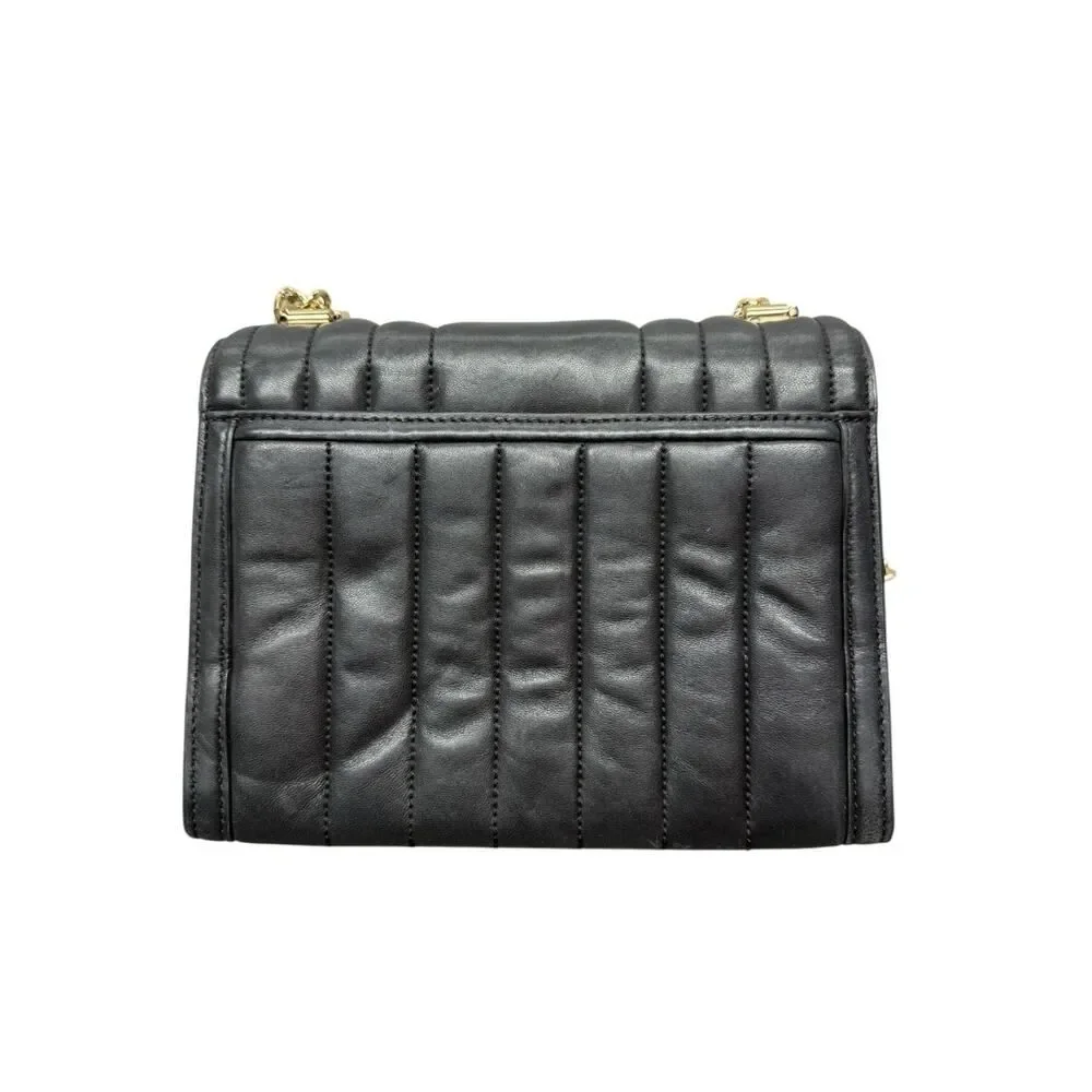 Michael Kors Whitney Black Leather Quilted Chain Convertible Shoulder Bag